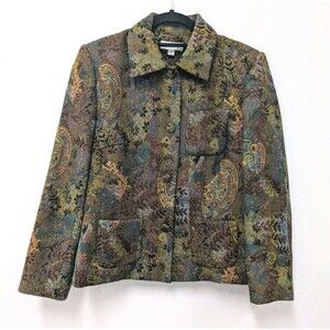 Vintage Methode Multicolored Tapestry Jacquard Blazer Jacket sz 4 Floral Paisley